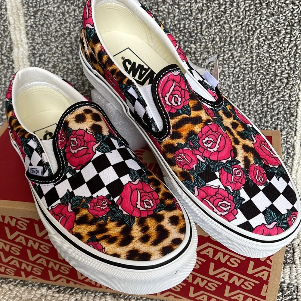 Vans Classic Slip-On Rose/Animal Check True White Multi WMNS - Picture 7 of 16